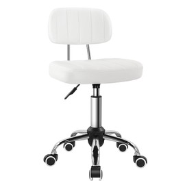 BFTOU Square Swivel Stool with Wheel Perfect for Work SPA Shop Massage Height-Adjustable and Cost-Effective Rolling Stool Chair with Back White