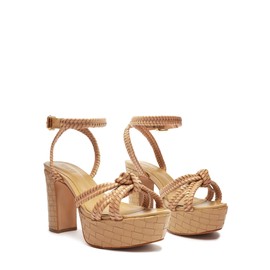SCHUTZ Women's Kathleen Platform Heeled Sandal, Light Nude, 9.5
