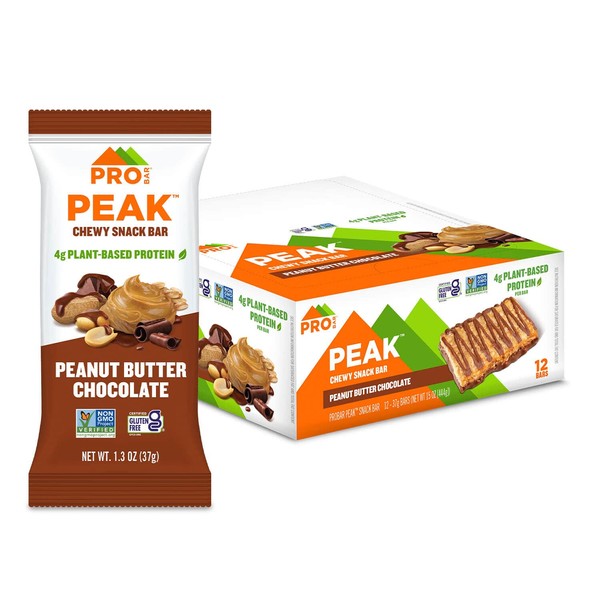 PROBAR - Peak Bar, Peanut Butter Chocolate Snack Bars, 4g Protein, Non-GMO, Gluten-Free (Pack of 12), Peanut Butter Crunch