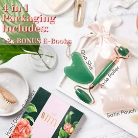 Rodillo Facial de Jade y Gua Sha  Jade Facial Roller  Gua Sha Set, Gift Box                                                                           