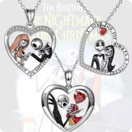 Multiple Nightmare Before Christmas Heart Necklace Jack Skellington Sally Love Jewelry - Heart Love Always