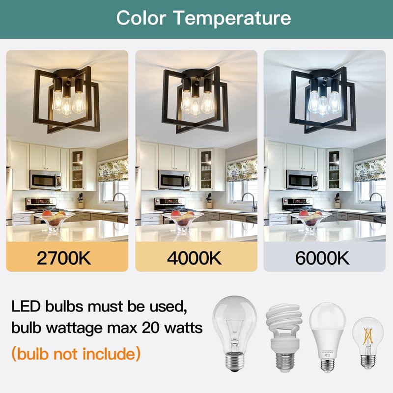 ZGLAOJT Motion Sensor Ceiling Light Fixture 3-Lights Semi Flush Mount