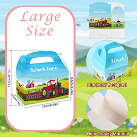 MIKIMIQI 12 PCS Farm Tractor Party Favor Boxes - Tractor Theme Bags for Baby Shower & Birthday Party Decorations