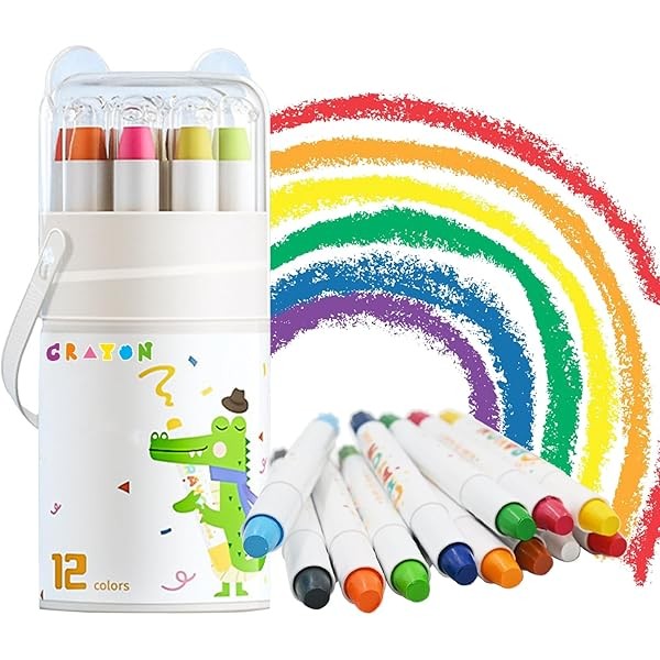 Toddlers Crayon, 12 Color Smooth and Twistable Crayon, Washable Jumbo