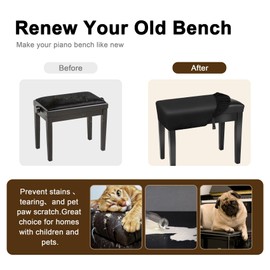 Explore Land Waterproof Piano Bench Cover - Stretchy Leatherette Dust Slipcover for Piano Stool, Seat Cushion Protector(30.5" L x 14.5" W)