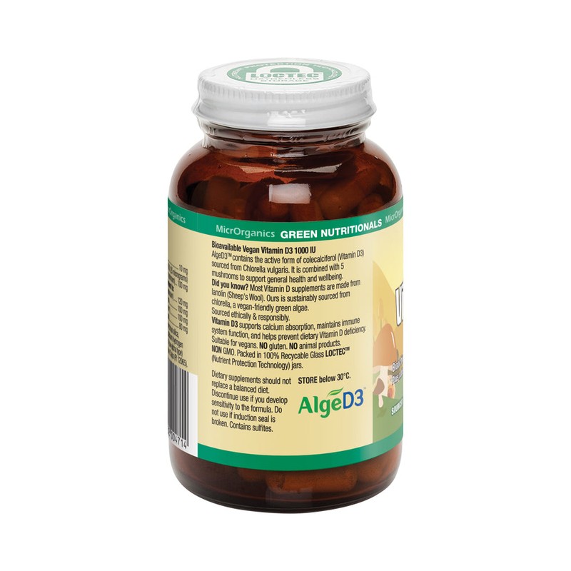 Green Nutritionals Vitamin D3 1000iu + Mushrooms 60 Caps