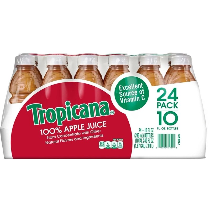 Tropicana 100% Apple Juice, No Added Sugars, Vitamin C, 10