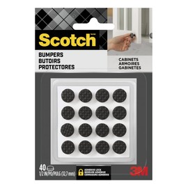 Scotch Black Adhesive Bumper Pads 40 PCS, Self-Stick Rubber Pads 3/8" Round, Cabinet Door Rubber Bumpers, Designed to Protect Cabinets and Drawers, Sound Dampening, Black (BP958-40NA)