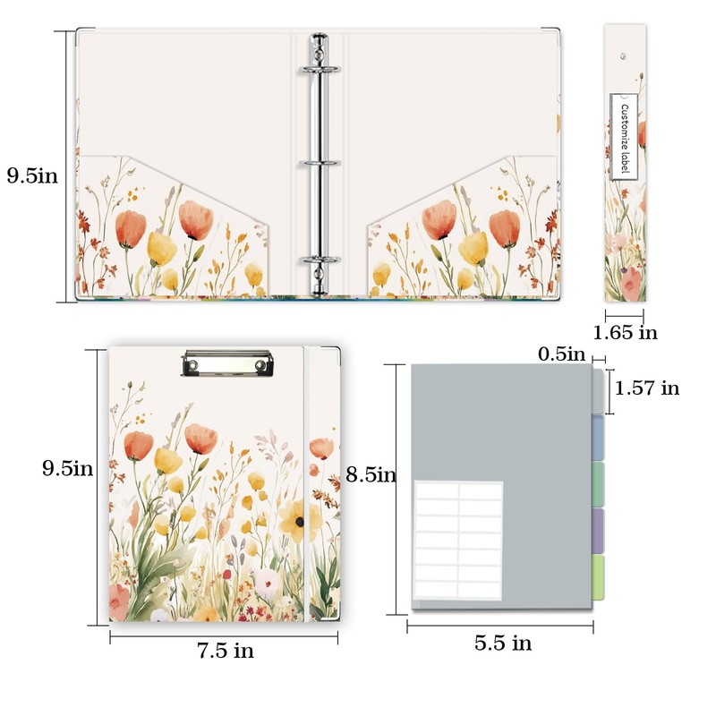 Mini Binder Organizer for 5.5" x 8.5" Paper ，1 Inch