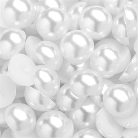 50PCS 20mm Flatback Pearls for Crafting White, Imitation Large Half Round Pearl Beads Bulk for Crafts Project, Half Flat Back Pearls for DIY Making Crocs Tumblers Shoes Cups Wedding