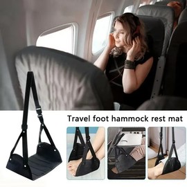 Travel Foot Hammock for Seated Foot Support – Adjustable Hanging Footrest with Mesh and Sponge Padding for Long Trips