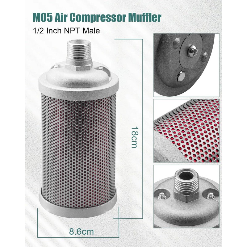 M07 Air Compressor Muffler 3/4 inch NPT Male Air Exhaust