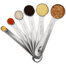 Viwehots Measuring Spoons Set 6, 18/8 Stainless Steel Measuring Spoons Set for Dry & Liquid, Measuring Spoons Set with Us&Metric Markings, Metal Measuring Spoons for Kitchen & Baking Measuring Tools