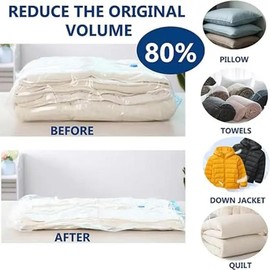 Vacuum Storage Bag,8pcs Multi Size Vacuum Clothes Storage Bag & 1 Pump, Reusable Waterproof Space Saving Blanket Storage Organizer, 2025 Container, Bedroom Organizers and Storage seasonal clothing storage bag
