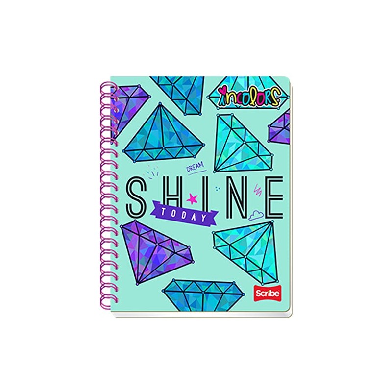 Scribe, Incolors®, Cuaderno Profesional, Pasta Semi Rígida, Espiral Doble, Raya,