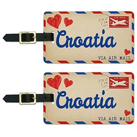 Graphics & More Air Mail Postcard Love for Croatia Luggage Suitcase Carry-on Id Tags, White