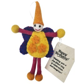 Siesta 'Happy Birthday' Colourful Felt Fairy/Pixie with Message Gift Tag