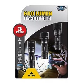 Police Security 600-Lumen Flashlights, 3 pk. NO SHIP TO CA