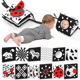AJsupojouet Newborn Toys,Black and White High Contrast Baby Book for Newborn Toys 0 3 Months Brain Development,Tummy Time Toys Sensory Infant Toys,Montessori Toys for Babies Essentials 0 6 12 Gifts