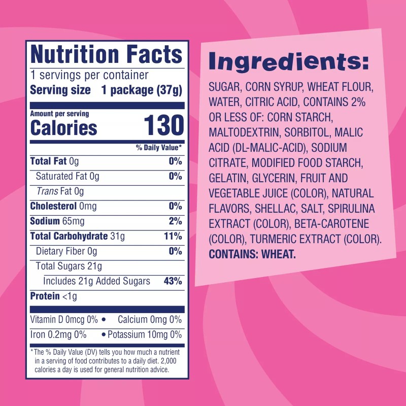 SweeTARTS MEGA Rope Candy Pack of 24 Soft Chewy Sweet