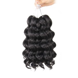 Niseyo NU Ocean Wave Crochet Hair 6 Inch 8 Packs Soft Deep Twist Crochet Braids Synthetic Wavy Braiding Hair Extensions (2# Off Black) NEW