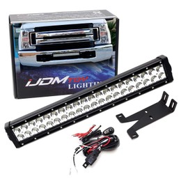 iJDMTOY Front Bumper Mount 20-Inch LED Light Bar Compatible with 2017-up Ford F250 F350 Super Duty, Includes (1) 120W High Power LED Lightbar, Lower Bumper Mounting Brackets & On/Off Switch Wiring