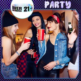 Ferraycle 500 Pcs Over 21 Wristbands Holographic Events Wristbands Plastic Party Bracelets Waterproof Bracelets Arm Bands for Events Concerts(Silver)