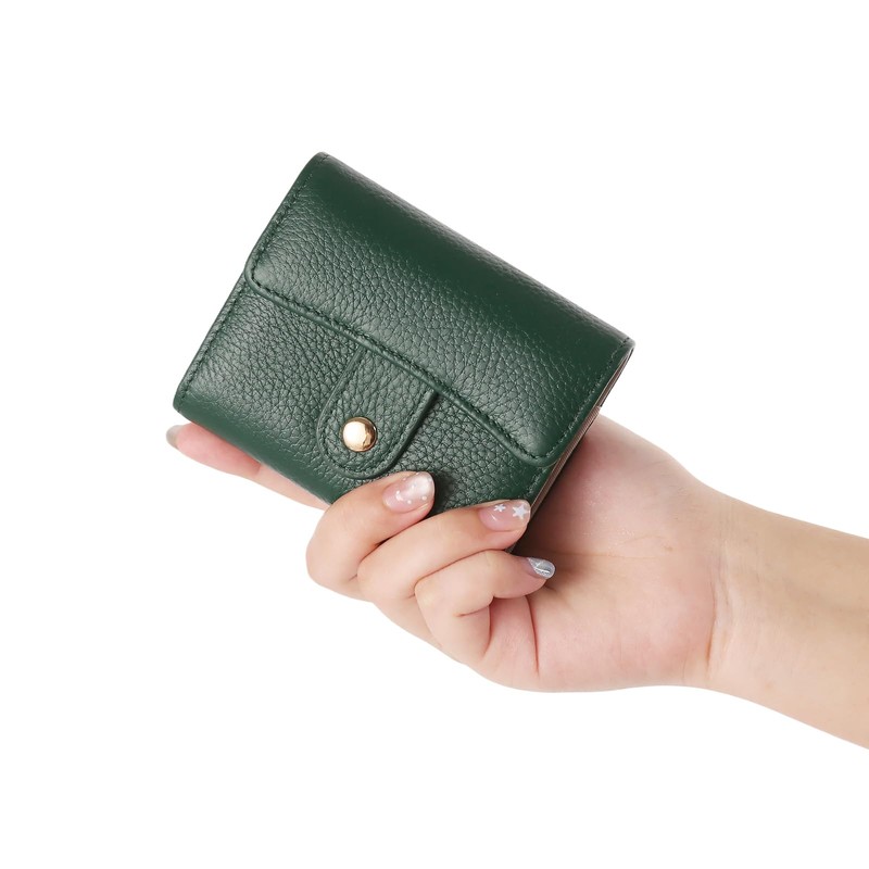 GOIACII Women's Credit Card Holder RFID Blocking Genuine Leather Dark