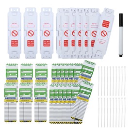 aleawol Ladder Tags Inserts Inspection Record Kit, 10pcs Holders and 20pcs Ladder Inspection Tag Inserts, with Cable Ties and Marker, Ladders Safety Labels for All Ladders in Indoor Outdoor Use