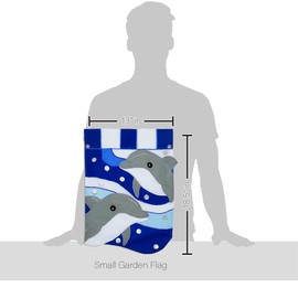 Dolphins Garden Flag Stand Kit Wall Hanging Decor for Home Stake Patio Post Embroidered Sea Creature Decorations Welcome Yard Sign Applique Tapestry Sewing Handcraft Gifts for Grandma