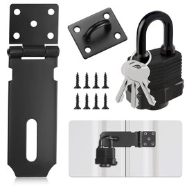 Stainless Steel Deadbolt Lock Hasp with Padlock & Screws, 5 Inch Padlock Hasp, Safety Hasp for Garden, Woodshed, Gate, Cabinet Door