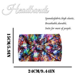 SAWINDA Boho Headbands Wide Knot Hair Band Elastic Turban Head Band Stretch Flowers Print Head Wraps Cloth Yoga Sweartband Fashion Hair Accessories for Women and Girls (Pack of 4)