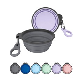Aonkey Collapsible Dog Bowls with Bottle Carrier, 2 Pack Travel Dog Water Bowl Upgraded Carabiner, One-Piece Molded Rim No Fall Off or Crack, Foldable Silicone Portable for Pets Walking Hiking 15oz