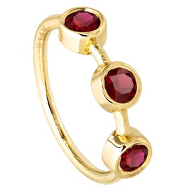 Solid 14K Yellow Gold Nose Hoop 20G Nose Ring Bezel Set 3-Stone Ruby Nose Hoop - Ear Cartilage Ring - July BirthStone Nose Ring NH3BZ20-RBYG