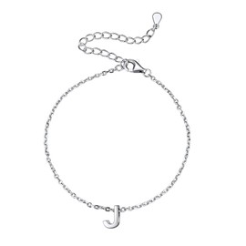 SILVERCUTE Tennis Chain Bangles for Womens J Initial Letter Charm Sterling Silver 925 Bracelets Girlfriend Jewellery