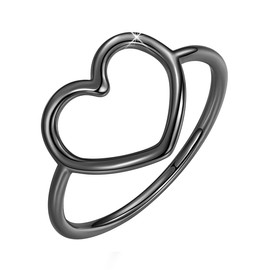 MUNDELL Sterling Silver 925 Simple Minimalist Heart Finger Rings for Women Wedding Engagement Statement Jewelry, Metal, No Gemstone