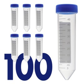 Kashi Scientific Kashi Scientific Conical Centrifuge Tubes 50mL, [100 Pack] Plastic Test Tube with Screw Caps, 50mL Sterile Test Tubes with Lids, 50 mL Falcon Tubes with Printed Graduation and Write-on Spot