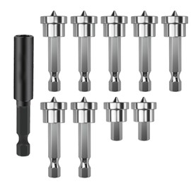 10pcs Drywall Screw Depth Setter PH2 Magnetic Positioning Screwdriver Bits, Drywall Bit, 1/4 Inch Hex Shank Drywall Screw Driver Bit Set with 60mm Extension Socket Drill Bit Holder for Plasterboard