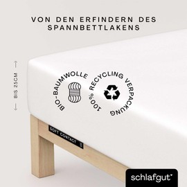 schlafgut Soft Contact Fitted Sheet up to 100 x 200 cm, Full White, 100% Organic Cotton Warming