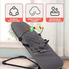 SGERUFZ 1 Cover on Baby Rocker, Belltop Compatible with BabyBjörn Rocker: Balance, Soft and Bliss, Ergonomic Baby Seat, Hypoallergenic Quilting (Grey)