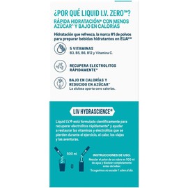 LIQUID I.V. Zero Electrolitos y Vitaminas en Polvo para preparar Bebida Hidratante sabor Durazno, 8 Sobres