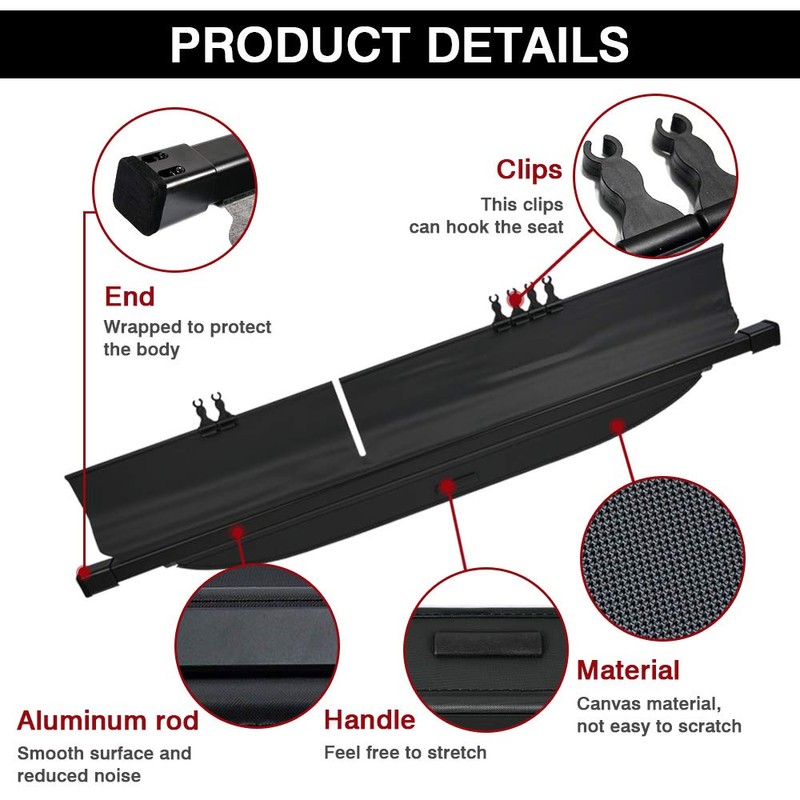 Powerty Cargo Cover for Toyota Highlander 2014-2019 Retractable Trunk Shielding
