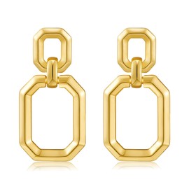 HolidayQbee Gold Earrings For Women Statement Earrings Chunky Gold Earrings Gold Dangle Drop Earrings Fashion Geometric Rectangle Earrings Jewelry Gift