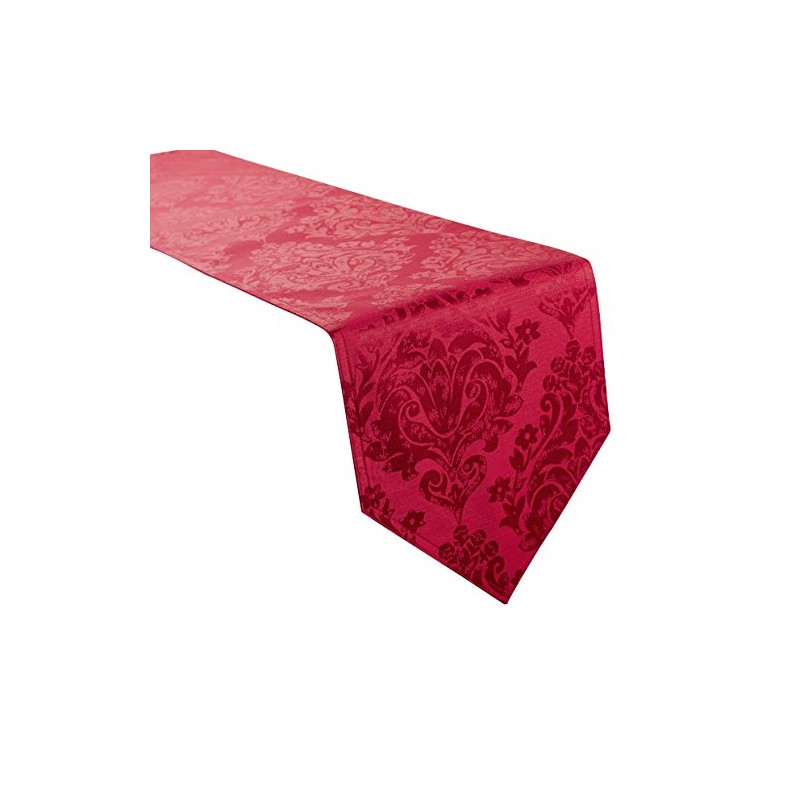 Palazzo Damask Chateau (Red-Burgundy) Christmas Table Runner (13x72in-33x183cm Approx)