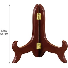 Brown Wooden Display Stand Plate Holder Easels, 4Pcs Wooden Display Stand Easel Plate Holder,Black Plastic Acrylic Easel Fold Display Stand,Wooden Easel Plate Display Stand Picture Frame Stand Holder