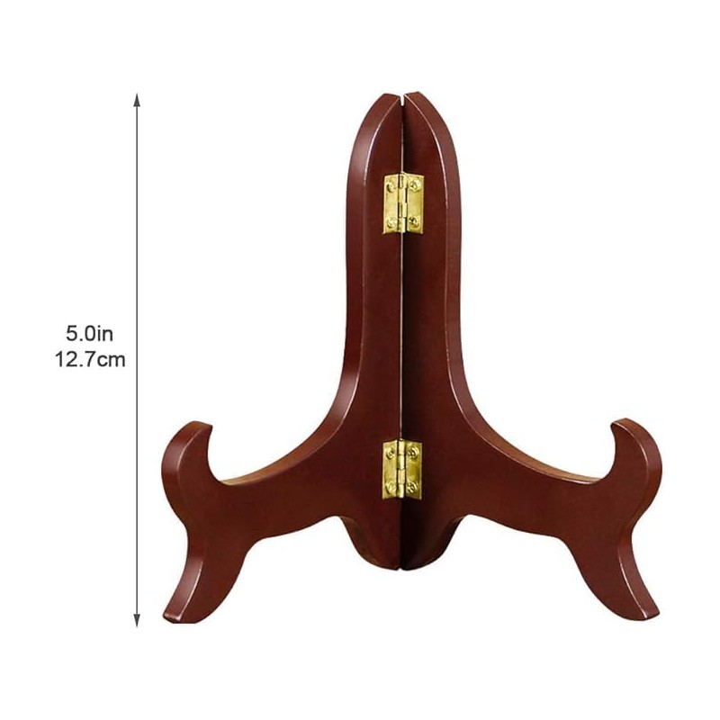 Brown Wooden Display Stand Plate Holder Easels, 4Pcs Wooden Display