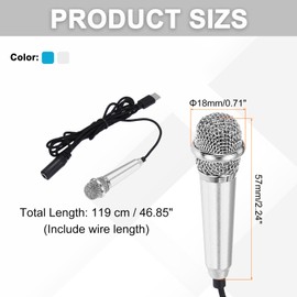 MECCANIXITY 2 Pcs Mini Microphone, Mini Mic Tiny Microphone Phone Type C Mic Small Microphone for Record Phone Voice, Blue/Silver