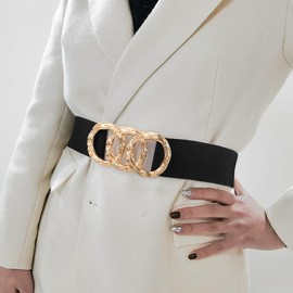 Heyjoin Women's Stretchy Wide Waist Belt Vintage Elastic Cinch Belt (Black-XXL)