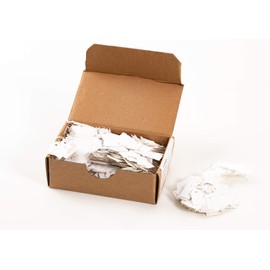 HERMA 6932 Hängeetiketten mit weißem Faden, 1000 Stück, 15 x 24 mm, Fadenlänge ca. 8 cm, kleine Karton Preisschilder Markierungsetiketten Anhänger zum Beschriften, weiß