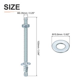 DTGN 1/4" x 4" Wedge Anchors - 20Pack - Good for Cement and Concrete Wall - Carbon Steel Zinc Plated Screw Bolt Nut Expansion Tube Fasteners